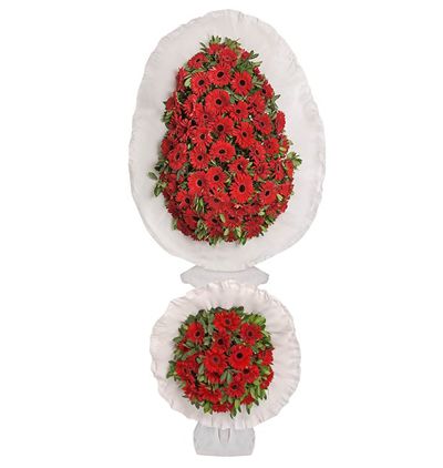  Kayseri Çiçekçiler Kırmızı Gerbera İkili Sepet/Çelenk